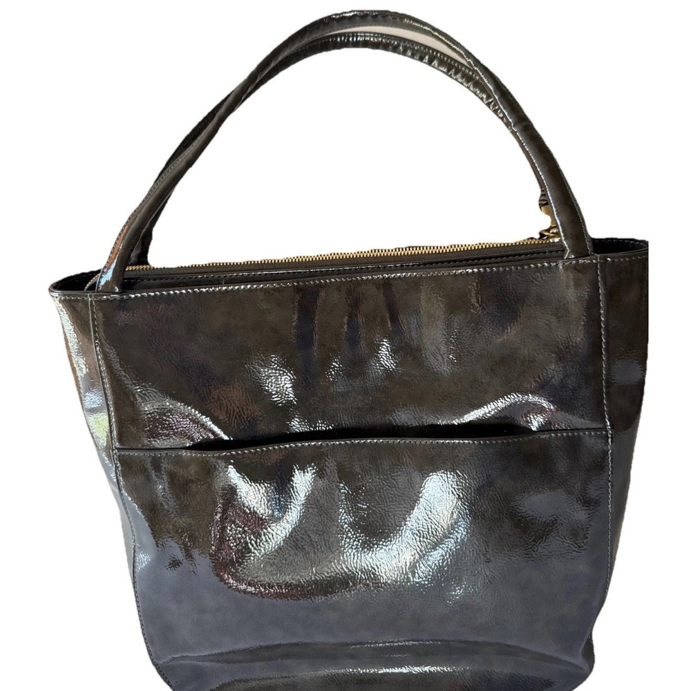 Erik Javits‎ TasselPurse Charcoal Gray Multiple Compartments Hidden Outer Pocket